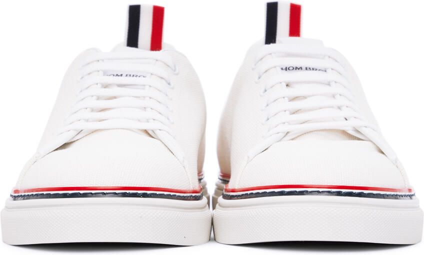 Thom Browne White Canvas Tennis Sneakers - Picture 3
