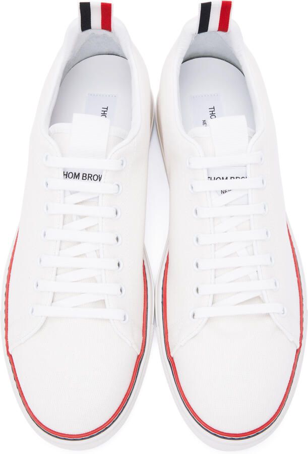 Thom Browne White Canvas Tennis Sneakers