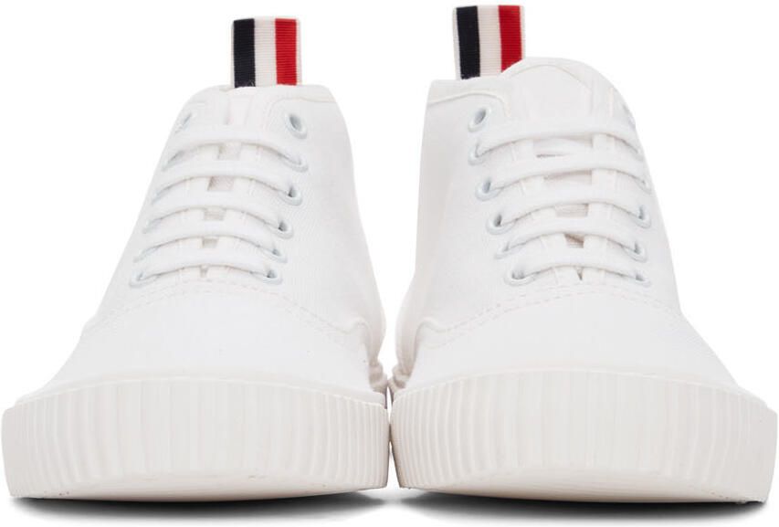 Thom Browne White Mid-Top Heritage Sneakers - Picture 3