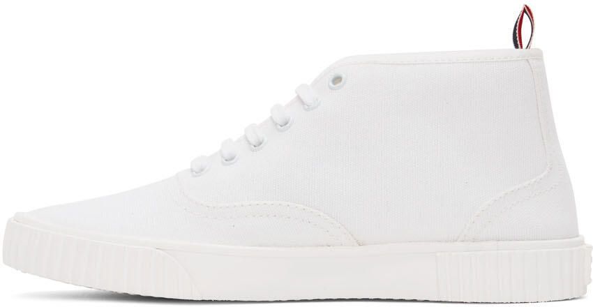 Thom Browne White Mid-Top Heritage Sneakers - Picture 4