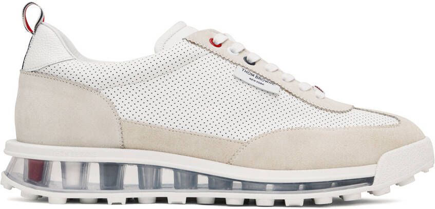 Thom Browne White & Beige Tech Runner Sneakers - Picture 4