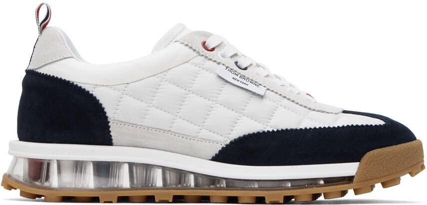 Thom Browne White & Navy Quilted Tech Runner Sneakers - Picture 5