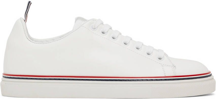Thom Browne White Calfskin Tennis Sneakers - Picture 4