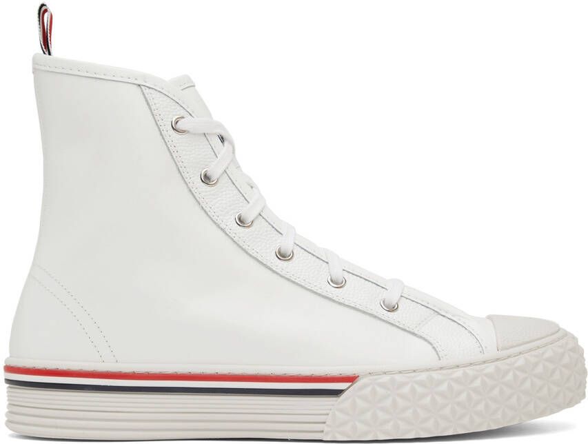 Thom Browne White Collegiate High Top Sneakers