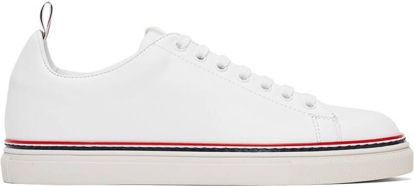 Thom Browne White Leather Tennis Sneakers - Picture 5