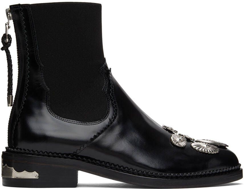Toga Pulla Black Embellished Chelsea Boots - Picture 5