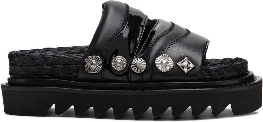 Toga Pulla Black Embellished Sandals - Picture 5