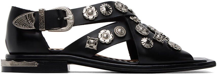 Toga Pulla Black Embellished Sandals - Picture 5