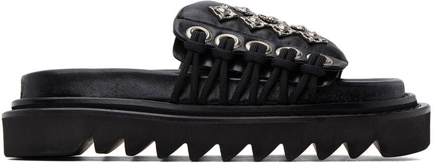 Toga Pulla Black Lace-Up Sandals - Picture 5