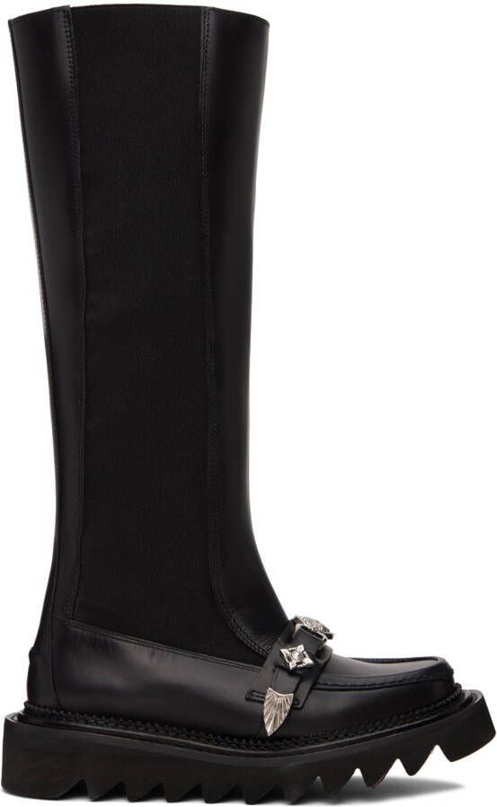 Toga Pulla Black Leather Tall Boots - Picture 2