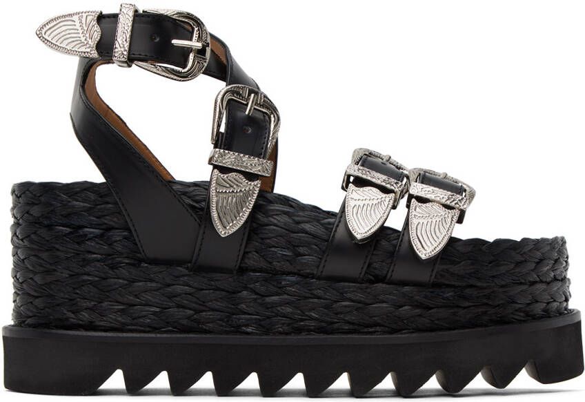 Toga Pulla Black Pin-Buckle Platform Sandals - Picture 5