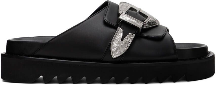 Toga Pulla Black Pin-Buckle Sandals - Picture 5