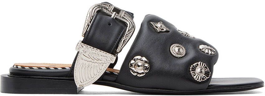 Toga Pulla Black Pin-Buckle Sandals - Picture 5