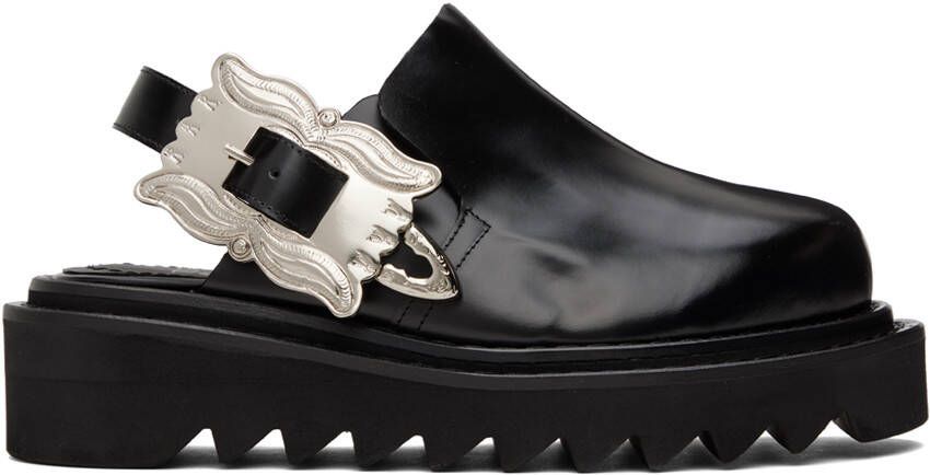 Toga Pulla Black Square Buckle Sabot Loafers - Picture 5