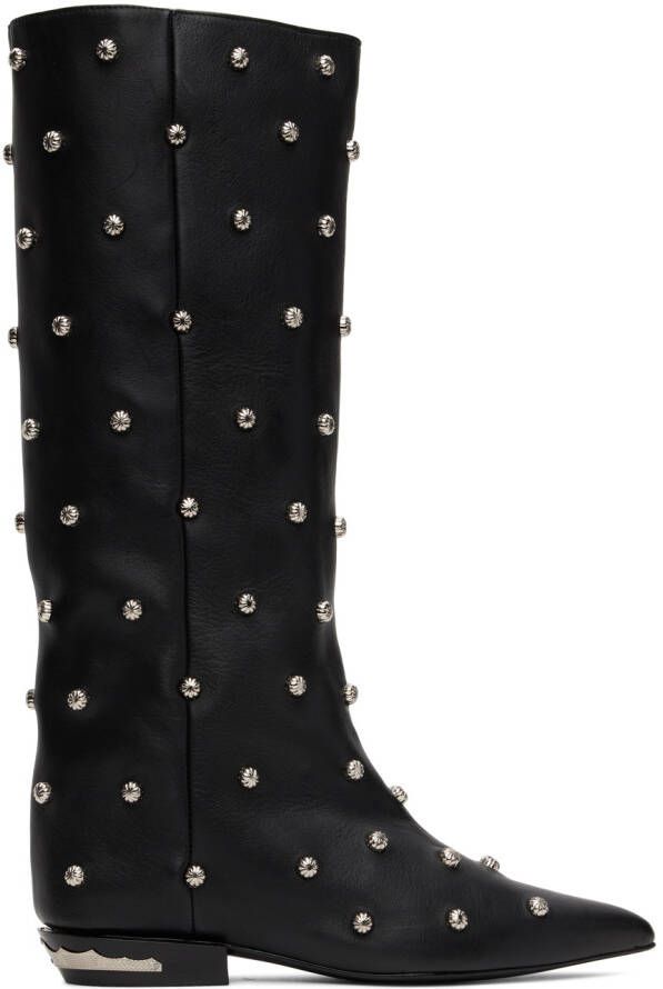 Toga Pulla Black Studded Tall Boots - Picture 3
