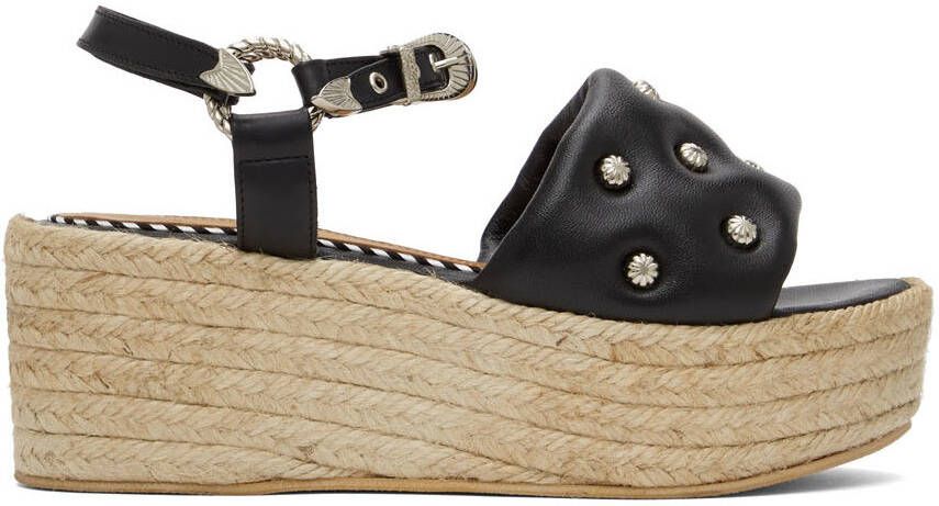 Toga Pulla Black Wedge Sandals - Picture 5