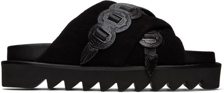 Toga Pulla SSENSE Exclusive Black Cross Strap Flat Sandals - Picture 3