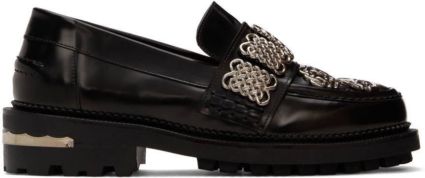Toga Pulla SSENSE Exclusive Black Leather Embellished Loafers - Picture 5