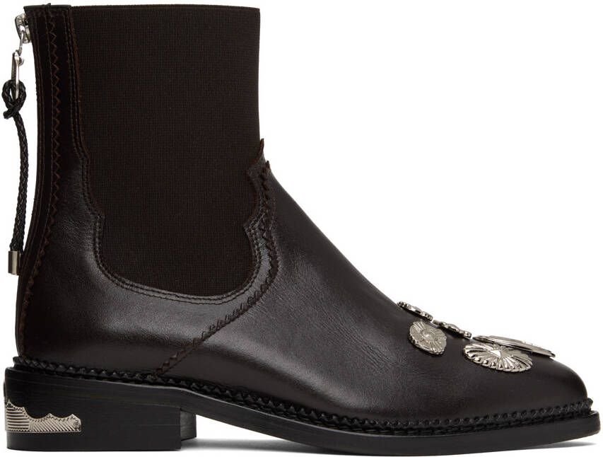 Toga Pulla SSENSE Exclusive Brown Embellished Ankle Boots - Picture 5