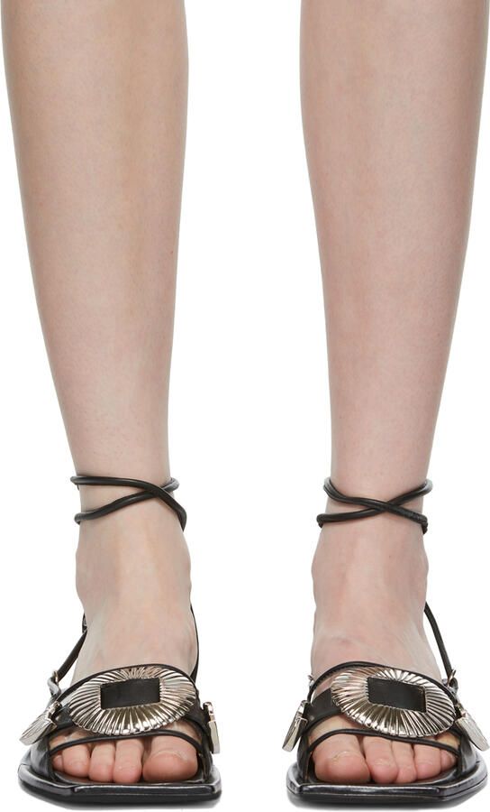 Toga Pulla Black Ankle Wrap Sandals - Picture 3