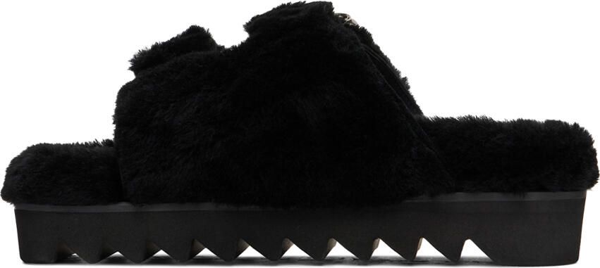 Toga Pulla Black Faux Fur Buckle Sandals - Picture 3