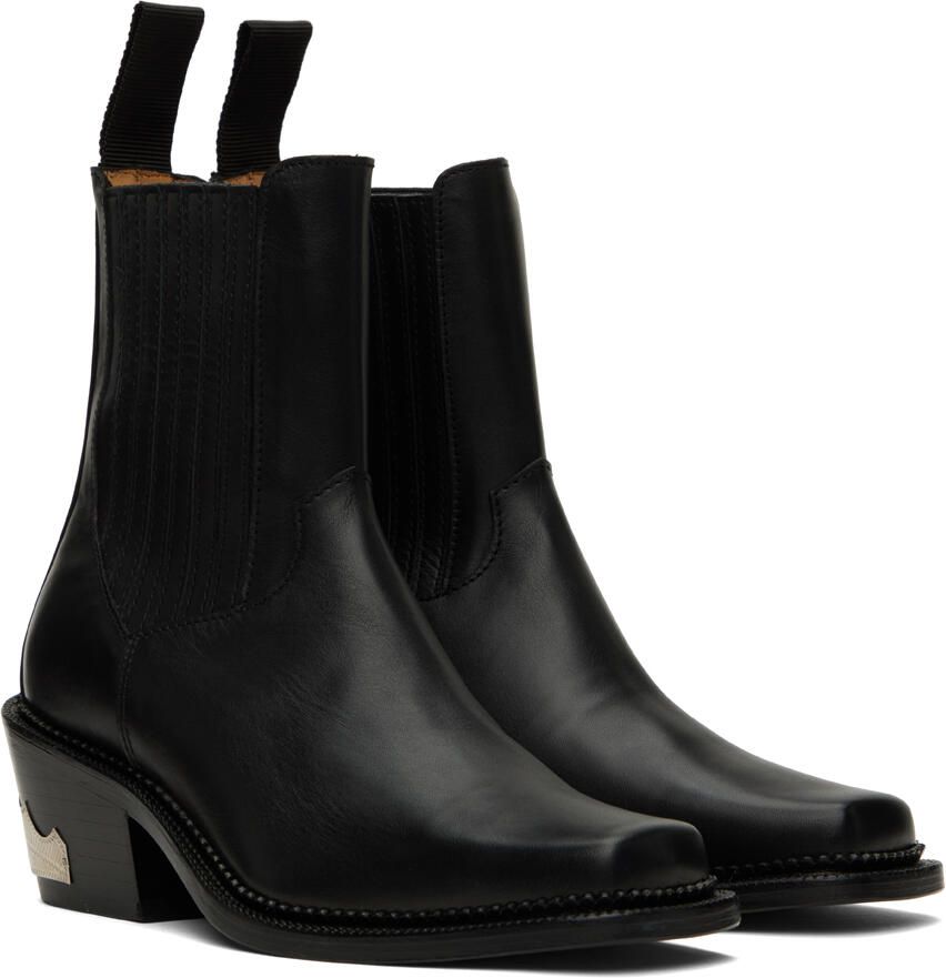 Toga Pulla Black Leather Ankle Boots - Picture 3