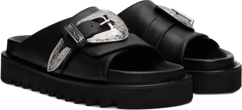 Toga Pulla Black Pin-Buckle Sandals - Picture 2