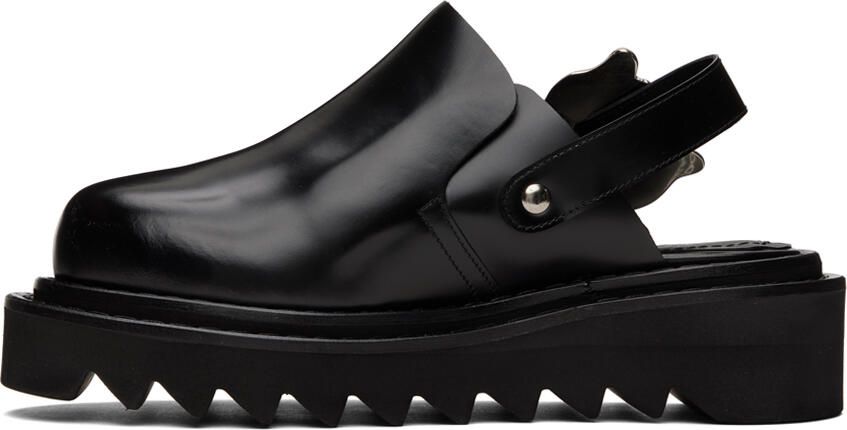 Toga Pulla Black Square Buckle Sabot Loafers - Picture 3