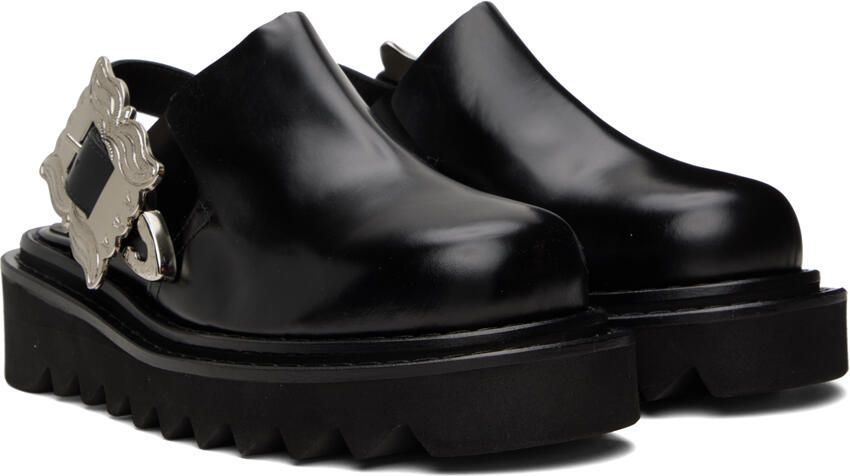 Toga Pulla Black Square Buckle Sabot Loafers - Picture 2