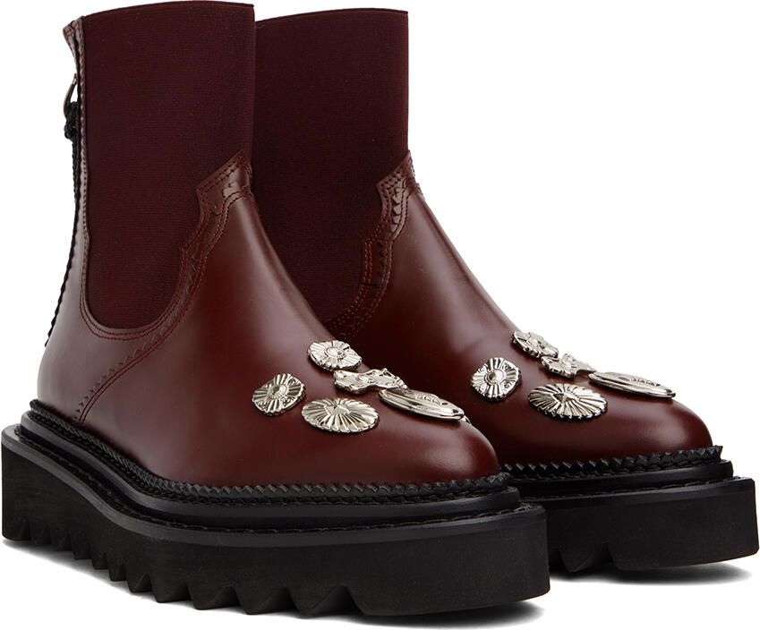 Toga Pulla Burgundy Side Gore Metal Boots