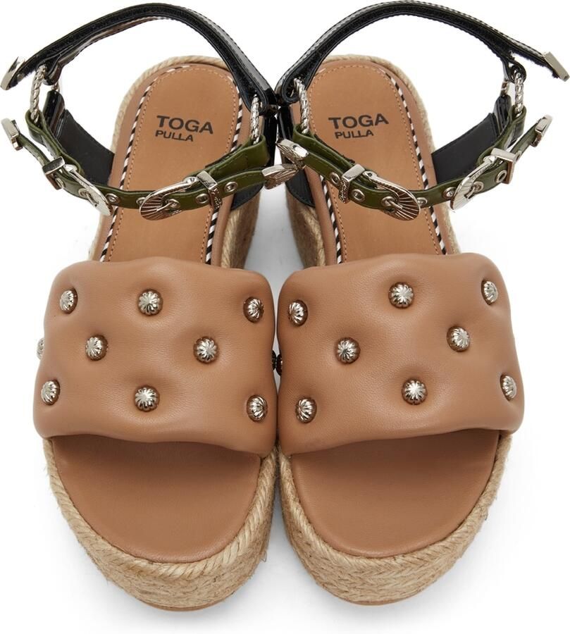 Toga Pulla SSENSE Exclusive Beige Studded Platform Sandals