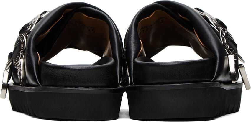 Toga Pulla SSENSE Exclusive Black Cross Strap Flat Sandals - Picture 2