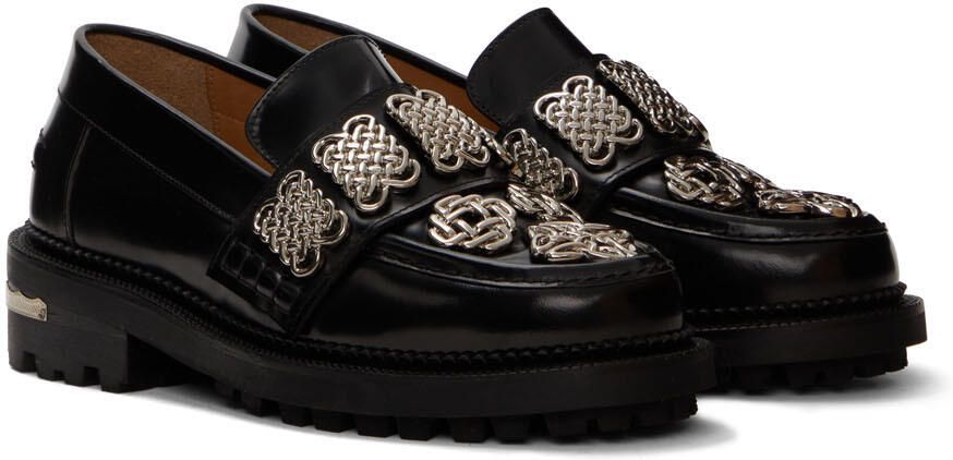 Toga Pulla SSENSE Exclusive Black Leather Embellished Loafers - Picture 2