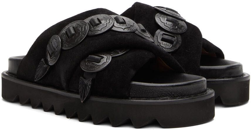 Toga Pulla SSENSE Exclusive Black Suede Cross Strap Sandals
