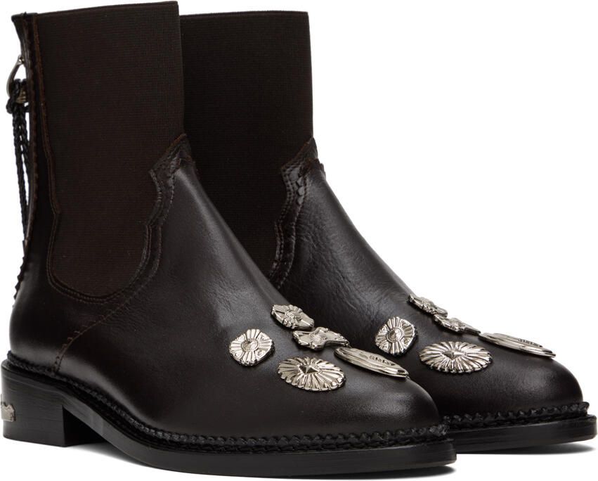 Toga Pulla SSENSE Exclusive Brown Embellished Ankle Boots - Picture 2