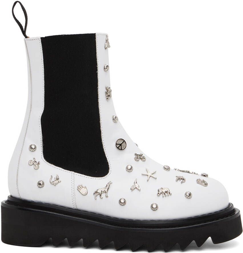 Toga Pulla White Embellished Boots - Picture 5