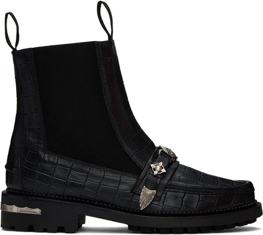 Toga Virilis Black Croc Chelsea Boots
