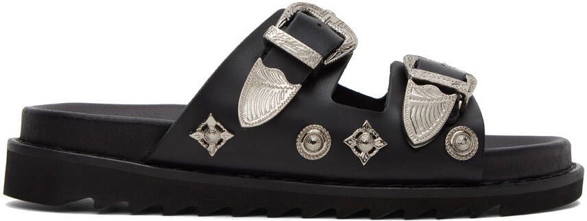 Toga Virilis Black Embellished Sandals - Picture 5