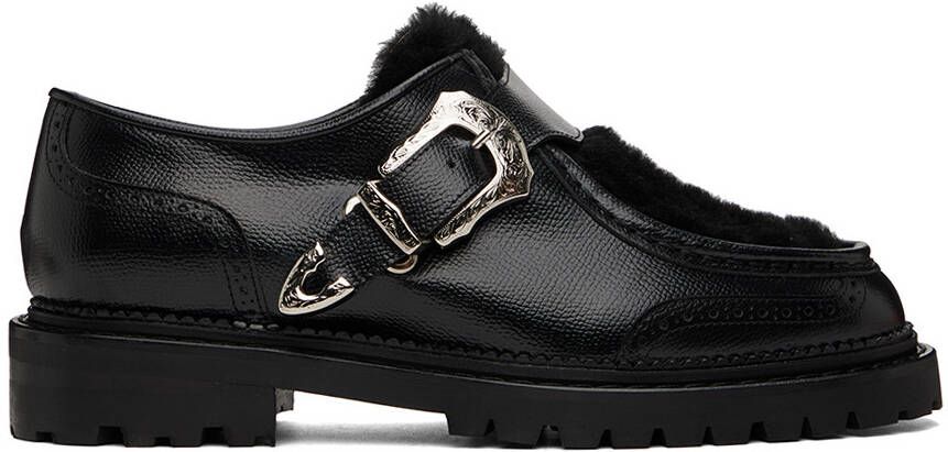 Toga Virilis Black Leather & Faux-Fur Loafers