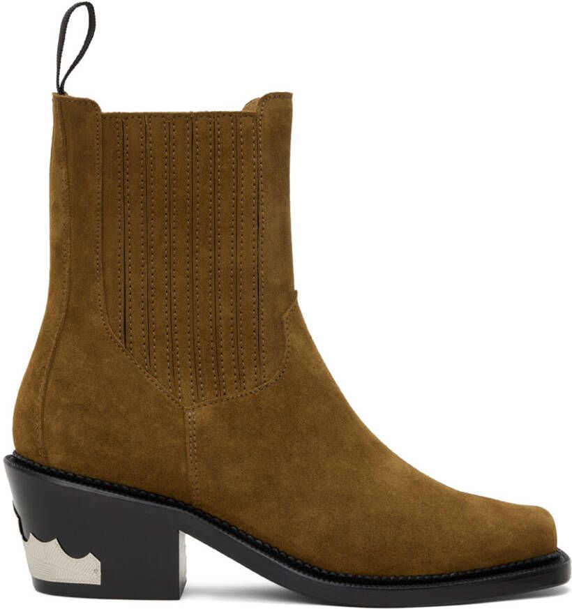 Toga Virilis Brown Square Toe Chelsea Boots