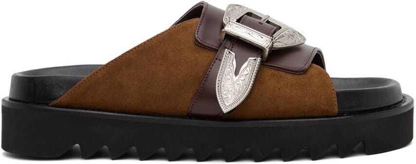 Toga Virilis Burgundy Buckle Sandals - Picture 5