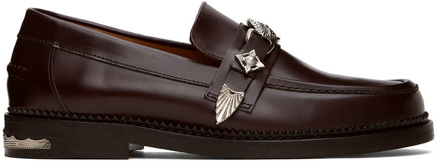 Toga Virilis Burgundy Leather Loafers - Picture 5