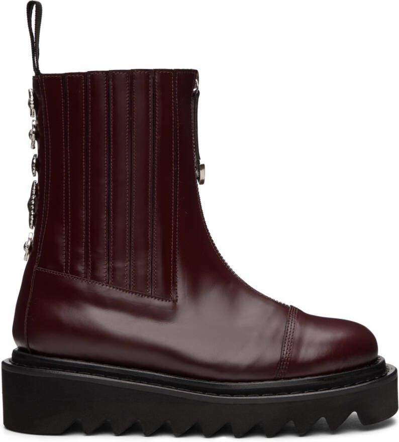 Toga Virilis Burgundy Side Gore Zip Boots