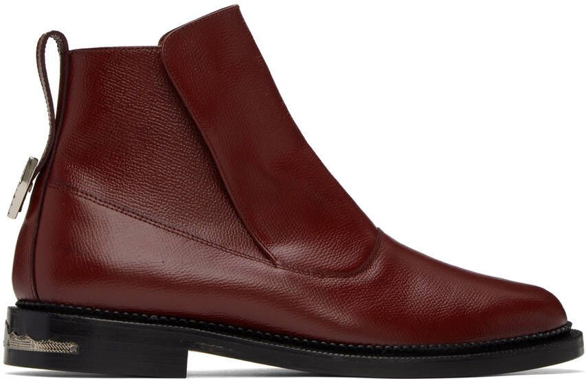 Toga Virilis Red Leather Chelsea Boots - Picture 5