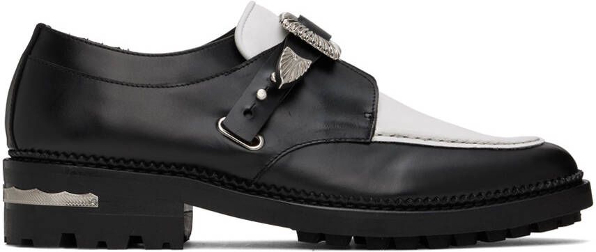 Toga Virilis SSENSE Exclusive Black & White Hard Leather Monkstraps - Picture 3
