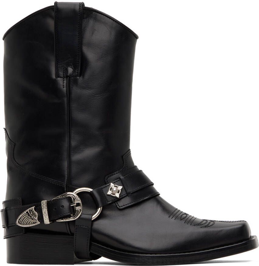 Toga Virilis SSENSE Exclusive Black Leather Buckled Boots - Picture 5