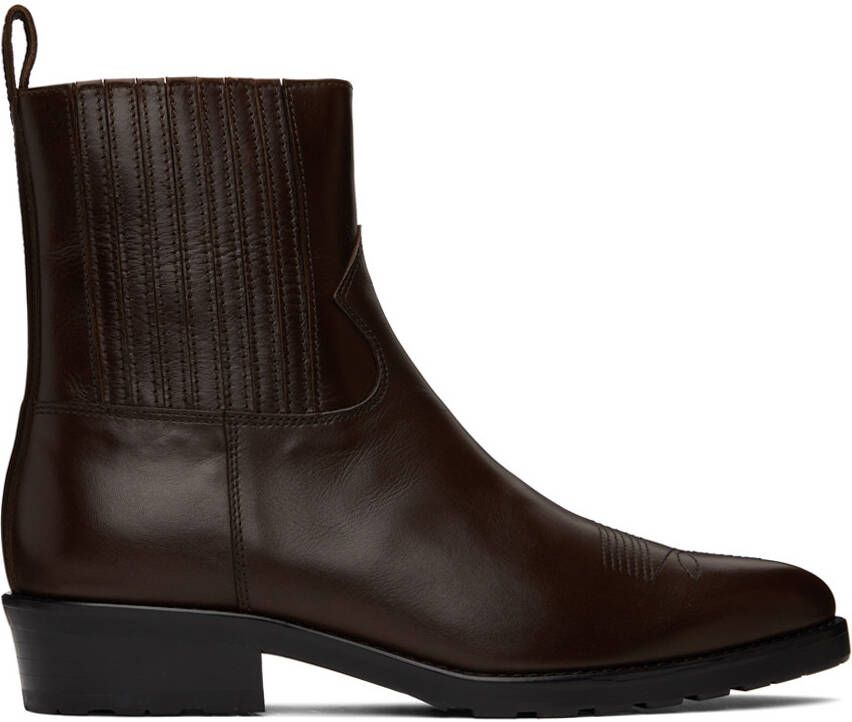 Toga Virilis SSENSE Exclusive Brown Hard Leather Chelsea Boots - Picture 5