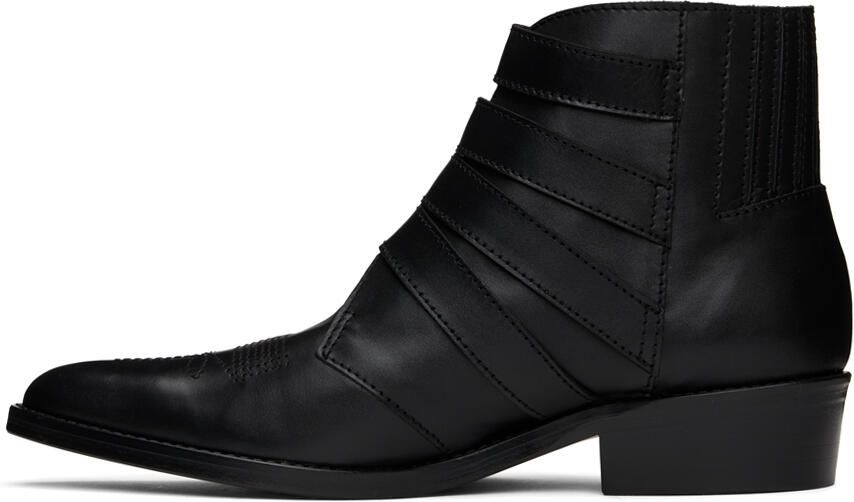 Toga Virilis Black Embellished Buckle Cowboy Boots - Picture 2