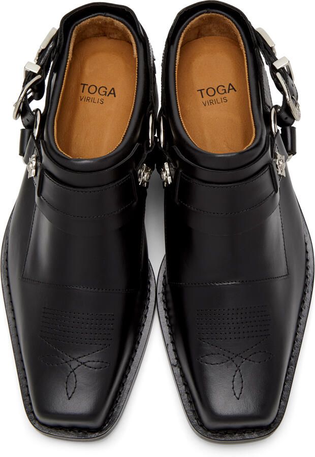 Toga Virilis Black Leather Slip-On Loafers