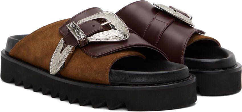 Toga Virilis Burgundy Buckle Sandals - Picture 2